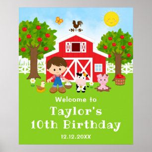 Poster Bienvenue pour l'anniversaire du garçon aux cheveu