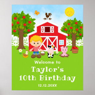 Poster Bienvenue pour l'anniversaire du garçon blond de l