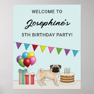 Poster Bienvenue pour l'anniversaire du mignon chien de d