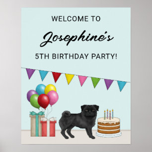 Poster Bienvenue pour l'anniversaire d'un chien de dessin