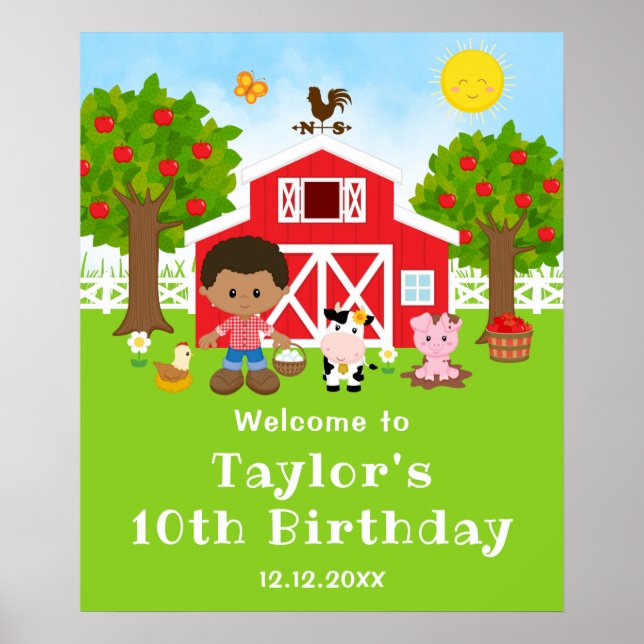 Poster Bienvenue pour l'anniversaire d'un garçon afro-amé (Devant)