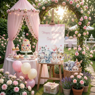 Poster Bienvenue pour l'anniversaire d'une fille avec des