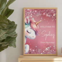 Bienvenue pour l'anniversaire Licorne Arc-en-ciel