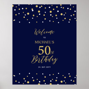 Poster Bienvenue pour les 50 ans Fête Anniversaire Confet
