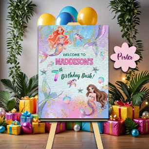 Poster Bienvenue pour les 7 ans de sirènes Paillettes Ros