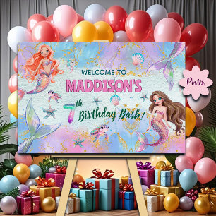 Poster Bienvenue pour les 7 ans de sirènes Paillettes Ros