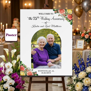 Poster Bienvenue pour un 1 Photo personnalisée 75e annive