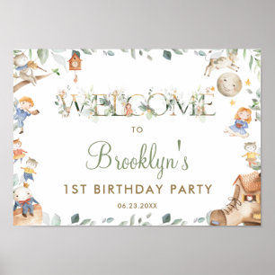 Poster Bienvenue pour un 1er anniversaire avec une compti