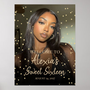 Poster Bienvenue pour un anniversaire de seize ans en or