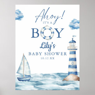 Poster Bienvenue pour une Fête de Bébé Garçon - Panneau d