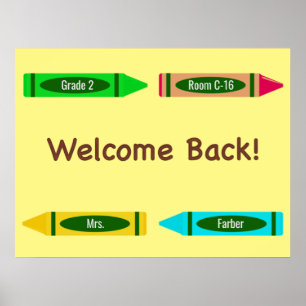 Poster Bienvenue Retour à l'école Couleurs personnalisées
