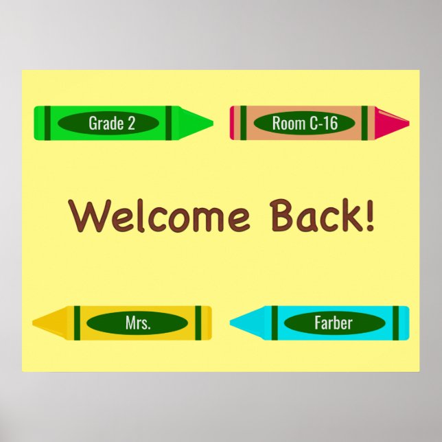 Poster Bienvenue Retour à l'école Couleurs personnalisées (Devant)