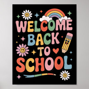 Poster Bienvenue Retour À L'École Enseignants Retro