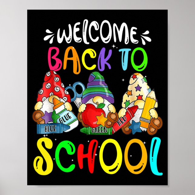 Poster Bienvenue Retour À L'École Gnomes Fun Enseignants  (Devant)