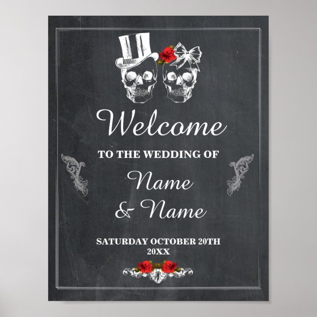 Poster Bienvenue Russe Skull Halloween Mariage des signes (Devant)