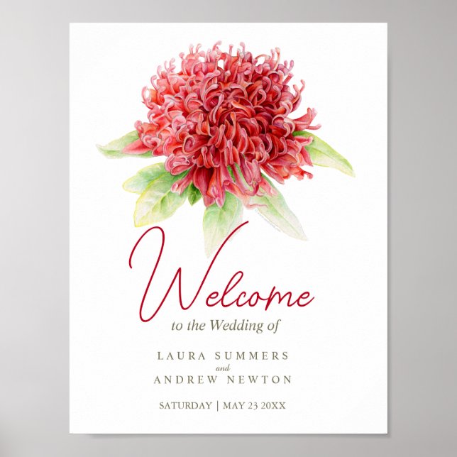 Poster Bienvenue signe mariage personnalisé art waratah (Devant)
