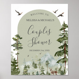 Poster Bienvenue sous la douche du couple de la montagne
