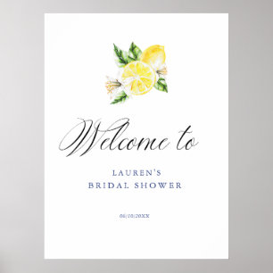 Poster Bienvenue sous la douche méditerranéenne au citron