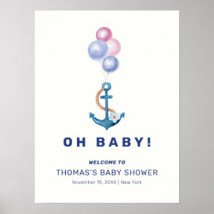 Poster Bienvenue sur le Baby shower de ballons d'Ancres n