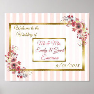 Poster Bienvenue sur le Mariage de (Ajouter des noms)