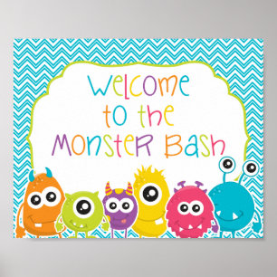 Poster Bienvenue sur le panneau d'anniversaire de Monster