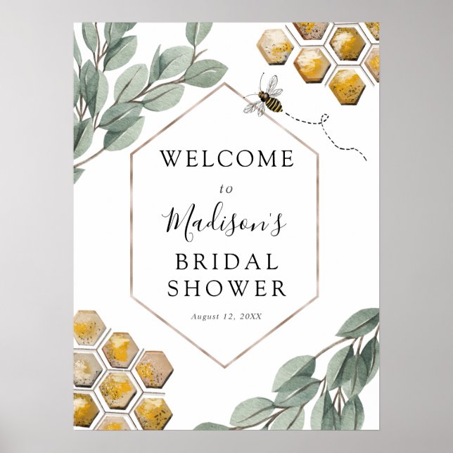 Poster Bienvenue sur le thème Eucalyptus pour la Baby Sho (Devant)
