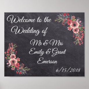 Poster Bienvenue sur mesure au Mariage de Chalkboard Look