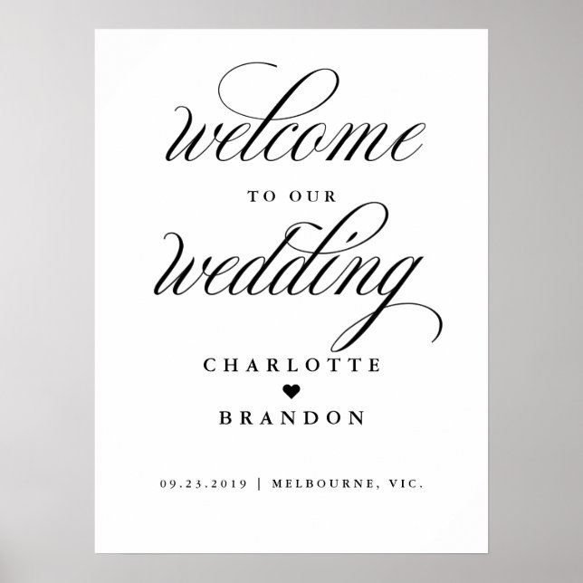 Poster Bienvenue sur notre panneau mariage de réception (Devant)