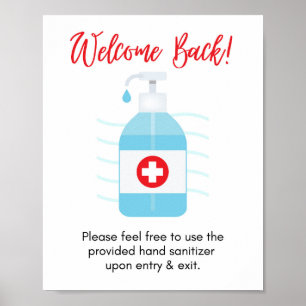 Poster Bienvenue ! Veuillez utiliser le désinfectant à la