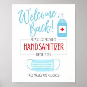 Poster Bienvenue ! Veuillez utiliser le désinfectant à la