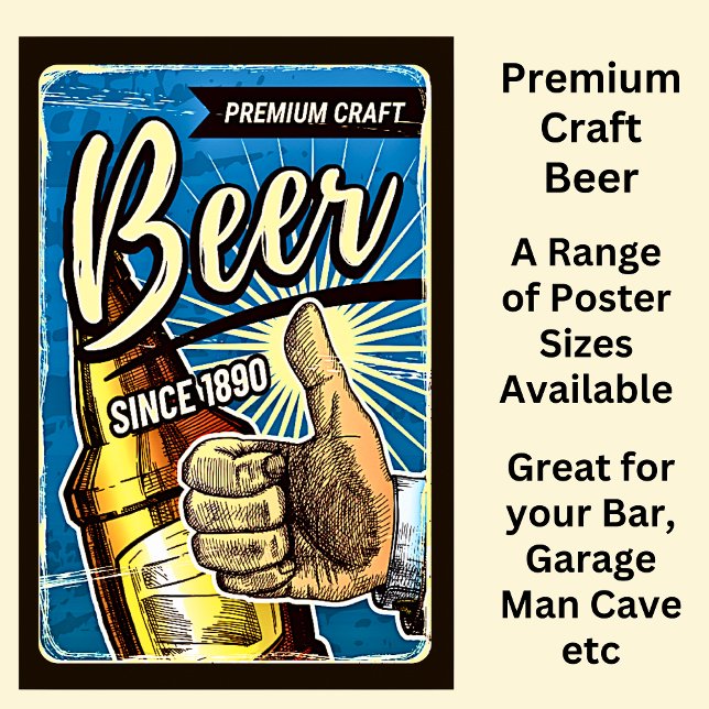 Poster Bière artisanale Premium depuis 1890 Bleu & Brown (Créateur téléchargé)