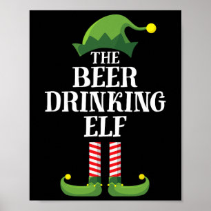Poster Bière Boire Elf Correspondant Famille Groupe Noël
