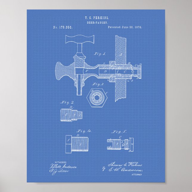 Poster Bière Faucet 1876 Brevet d'art Plan directeur (Devant)