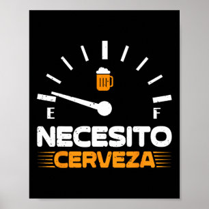 Poster Bière Parti Mexicain Hommes Necesito Cerveza Cinco