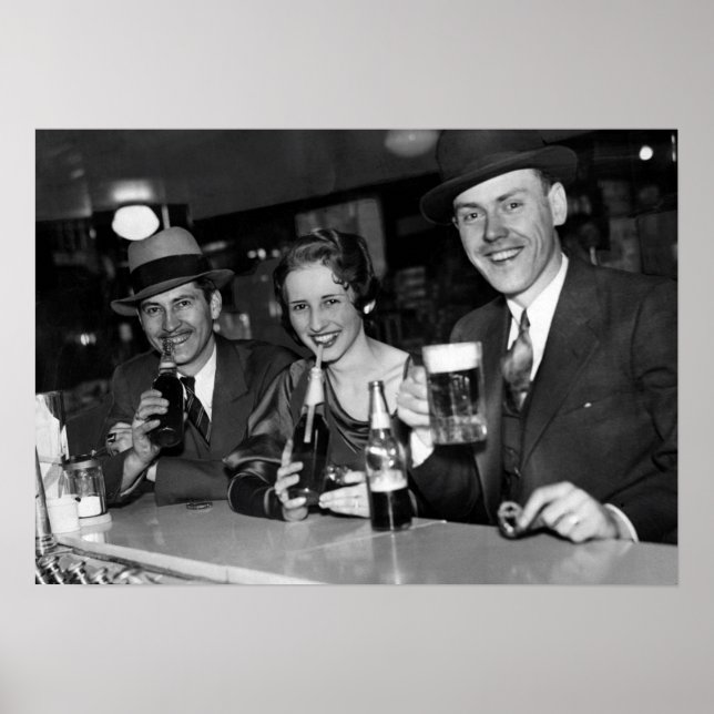 POSTER BIÈRE & PRÉTZELS APRÈS INTERDICTION 1933 (Devant)