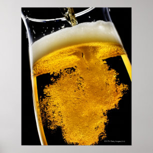 Poster Bière versé dans le verre, tir de studio