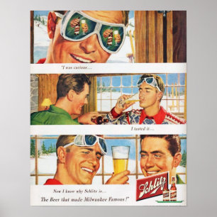 Poster Bière vintage de Schlilz de ski de sports d'hiver