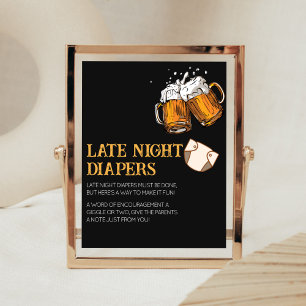 Poster Bières et Diapeurs Baby shower Late Night Diapers