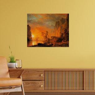 Poster Bierstadt - Coucher de soleil dans les Rocheuses,