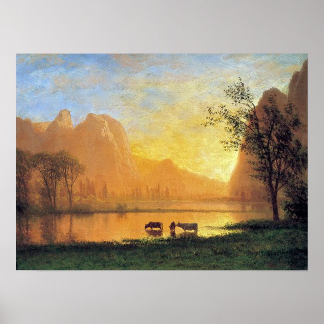 Poster Bierstadt - Coucher Du Soleil Sur Yosemite (Devant)