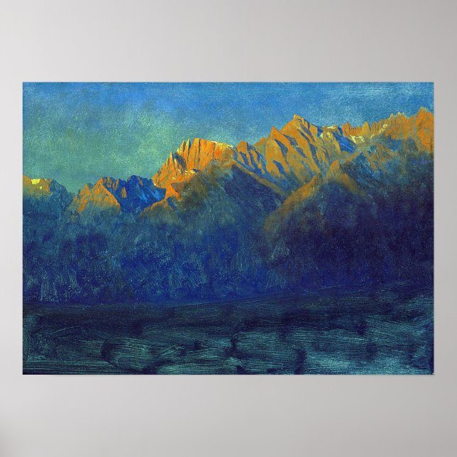 Poster Bierstadt - Lever Du Soleil Dans Les Sierras 1872 (Devant)