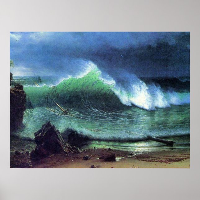 Poster Bierstadt - mer d'Emeraude, peinture d'art, (Devant)