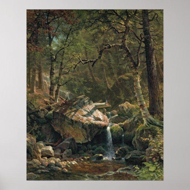 Poster Bierstadt Mountain Brook peinture paysage (Devant)