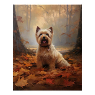 Poster Biewer Terrier en automne feuilles tombées inspire