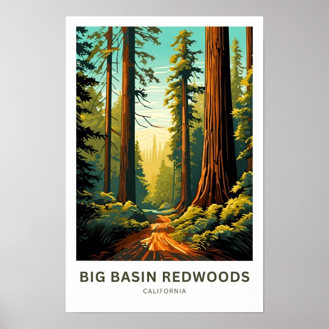 Poster Big Basin Redwoods California Travel Print (Devant)