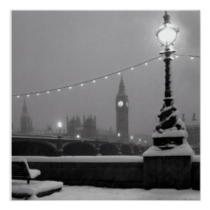 Poster Big Ben dans la neige – Londres