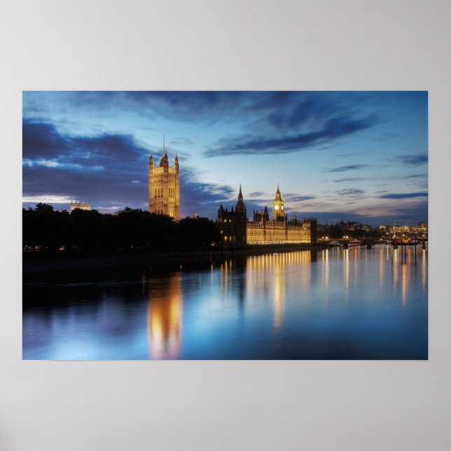 Poster Big Ben et le palais de Westminster la nuit (Devant)