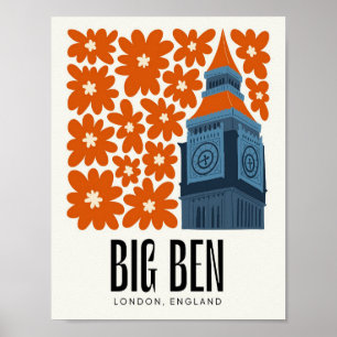 Poster Big Ben Londres Angleterre Voyage abstrait art flo