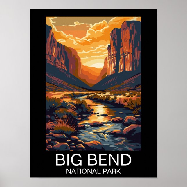 Poster Big Bend National Park Texas Retro Travel (Devant)