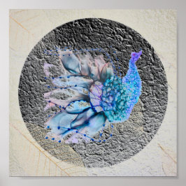 Poster "Big Blue Bird" 8" x 8" encadré et maté